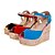 abordables Sandales femme-Femme Fille Chaussures Similicuir Eté Talon Compensé Pour Mariage Soirée &amp; Evénement Noir Rouge Bleu