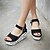 cheap Women&#039;s Sandals-Women&#039;s Summer Wedges / Peep Toe Leather Office &amp; Career / Dress / Casual Wedge Heel Black / Silver