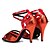 baratos Sapatos de Dança Latina-Mulheres Sapatos de Dança Latina / Sapatos de Salsa / Sapatos de Samba Couro / Courino Fivela Sandália / Salto Presilha / Lantejoulas Salto Personalizado Personalizável Sapatos de Dança Vermelho
