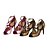 preiswerte Lateinamerikanische Schuhe-Damen Schuhe für den lateinamerikanischen Tanz / Salsa Tanzschuhe Satin / Kunstleder Schnalle Sandalen / Absätze Schnalle / Ausgehöhlt Maßgefertigter Absatz Maßfertigung Tanzschuhe Leopard / Rosa