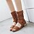 abordables Sandales femme-Femme Fille Gladiateur Similicuir Printemps Eté Automne Décontracté Habillé Gladiateur Fleur Fermeture Creuse Gros Talon Noir Beige Marron