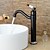 billige Armaturer til badeværelset-Håndvasken vandhane - Roterbar Olie-gnides Bronze Centersat Enkelt håndtag Et HulBath Taps / Messing