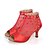 cheap Latin Shoes-Women&#039;s Elastic Fabric Salsa Shoes Rivet / Satin Flower / Zipper Sandal / Boots / Heel Flared Heel Customizable Black / Red / Beige / Performance / Leather / EU41