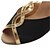 levne Boty na latinskoamerické tance-Women&#039;s Latin Shoes Flocking Buckle Sandal / Heel Buckle / Hollow-out Customized Heel Customizable Dance Shoes Gold / Indoor / Performance / Practice / Professional