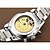 baratos Relógio Automático-Homens Relógio Esqueleto Automático - da corda automáticamente Gravação Oca Aço Inoxidável Banda Branco