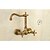 preiswerte Waschbeckenarmaturen-Waschbecken Wasserhahn - Wand / Mittelset Antikes Messing Mittellage Zwei Griffe Zwei LöcherBath Taps