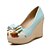 abordables Tacones de mujer-Mujer Zapatos Semicuero Primavera Otoño Tacón Cuña Para Casual Blanco Azul