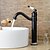 billige Armaturer til badeværelset-Håndvasken vandhane - Roterbar Olie-gnides Bronze Centersat Enkelt håndtag Et HulBath Taps / Messing