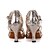 cheap Latin Shoes-Women&#039;s Latin Shoes Sandal Heel Buckle Animal Print Flared Heel Silver Gold Buckle