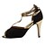 levne Boty na latinskoamerické tance-Women&#039;s Latin Shoes Flocking Buckle Sandal / Heel Buckle / Hollow-out Customized Heel Customizable Dance Shoes Gold / Indoor / Performance / Practice / Professional