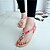 cheap Women&#039;s Sandals-Women&#039;s Shoes Bohemia Diamond Beads Leatherette Flat Heel Comfort / Round Toe Toepost Sandals Casual Beach