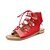 cheap Women&#039;s Sandals-Women&#039;s Shoes Leatherette Spring / Summer Gladiator Low Heel Rivet / Lace-up Black / Beige / Red