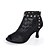 cheap Latin Shoes-Women&#039;s Elastic Fabric Salsa Shoes Rivet / Satin Flower / Zipper Sandal / Boots / Heel Flared Heel Customizable Black / Red / Beige / Performance / Leather / EU41