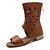 abordables Sandales femme-Femme Fille Gladiateur Similicuir Printemps Eté Automne Décontracté Habillé Gladiateur Fleur Fermeture Creuse Gros Talon Noir Beige Marron