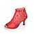 cheap Latin Shoes-Women&#039;s Elastic Fabric Salsa Shoes Rivet / Satin Flower / Zipper Sandal / Boots / Heel Flared Heel Customizable Black / Red / Beige / Performance / Leather / EU41