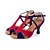 cheap Latin Shoes-Women&#039;s Salsa Shoes Flocking Sandal / Heel / Sneaker Buckle / Hollow-out Flared Heel Customizable Dance Shoes Black / Blue / Performance / Leather