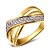 abordables Bague-Femme Bague Fantaisie Grosse Bague Enroulée Blanche Dorée / Blanc Zirconium Cuivre Platiné dames Mode Mariage Soirée Bijoux x bague / Plaqué or / Or 18 Carats / Plaqué or