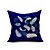 cheap Throw Pillows &amp; Covers-Navy Blue Peacock Feather Cotton/Linen Pillow Cover , Nature Modern/Contemporary  Pillow Linen Cushion
