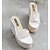 billige Sandaler til kvinder-Damer Gummi Sommer Afslappet Kilehæl Hvid Grå Lys pink 12 cm og derover