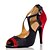 abordables Chaussures de danses latines-Femme Chaussures Latines Salon Chaussures de Salsa Danse en ligne Utilisation Intérieur Entraînement Sandale Talon Boucle Noir et rouge Noir et Or