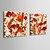 cheap Prints-E-HOME® Stretched Canvas Art Red Flowers Decoration Painting  Set of 2