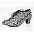 baratos Sapatos de Dança Latina-Mulheres Sapatos de Dança Latina / Sapatos de Dança Moderna Tecido Sandália Cadarço Salto Robusto Personalizável Sapatos de Dança Preto e