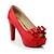 cheap Women&#039;s Heels-Women&#039;s Heels Bowknot Platform Chunky Heel Peep Toe Dress Outdoor Microfiber Spring Summer White Black Red