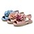 baratos Sapatos de Menina-Para Meninas Sapatos Courino Verão Tira em T / Conforto / Tênis com LED Sandálias Flor / Velcro para Rosa / Bege / Azul Claro / Casamento / Casamento / TR