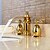 cheap Bathroom Sink Faucets-Bathroom Sink Faucet - Waterfall / Widespread Ti-PVD Widespread Two Handles Three HolesBath Taps