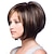 abordables perruque plus âgée-perruques brunes pour femmes perruque synthétique droite droite bob avec frange perruque courte cheveux synthétiques bruns surlignés / balayage partie latérale des cheveux brun