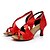 Недорогие Обувь для латиноамериканских танцев-Жен. Обувь для латины Обувь для сальсы В помещении Сандалии Пряжки Один цвет Каблуки на заказ С пряжкой Черный и красный Черный Красный / Сатин / Кожа