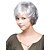 billige eldre parykk-100. skoledag kostyme grå parykker for kvinner grå parykk gammel dame parykk syntetisk parykk krøllete med smell parykk kort sølv syntetisk hår sidedel med pannelugg grå