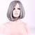 cheap Synthetic Trendy Wigs-Synthetic Wig Straight Straight Bob With Bangs Wig Short Grey Synthetic Hair Women&#039;s Middle Part Bob Gray