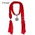 cheap Necklaces-D Exceed ot Sale Bohemia Red Scarf Necklace with Sunflower Tassels Pendant for Women Elegant Scarves