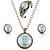 cheap Jewelry Sets-Lureme® Time Gem Series Vintage Inspirational Proverbs Pendant Necklace Stud Earrings Hollow Flower Bangle Jewelry Sets
