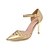 baratos Sapatos de Salto Alto de mulher-Feminino Sapatos Courino Verão Salto Agulha Presilha Para Casual Prata Dourado