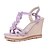 cheap Women&#039;s Sandals-Women&#039;s Summer Wedge Heel Slingback Casual Dress Flower Leatherette White / Purple / Pink