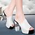 cheap Women&#039;s Sandals-Women&#039;s Shoes Leatherette Chunky Heel Peep Toe Sandals Office &amp; Career / Party &amp; Evening / Dress Black / White