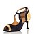 voordelige Latin dansschoenen-Dames Latin schoenen Ballroom schoenen Salsa schoenen Line dance Prestatie Voor Binnen Oefenen Sandalen Hakken Gesp ブラックとレッド Zwart en goud