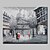 זול ציורי שמן-מיני צבע מצויר פריס העיר נוף מודרני ציור שמן על בד אחד פאנל מוכן לתלות