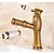 זול ברזים לחדר האמבטיה-חדר רחצה כיור ברז - Standard פליז עתיק רכוב על סיפון חור ידית אחת אחתBath Taps