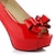 cheap Women&#039;s Heels-Women&#039;s Heels Bowknot Platform Chunky Heel Peep Toe Dress Outdoor Microfiber Spring Summer White Black Red