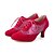 cheap Latin Shoes-Women&#039;s Modern Shoes Flocking / Sparkling Glitter Heel / Sneaker Sparkling Glitter / Lace-up Flared Heel Customizable Dance Shoes Black / Red / Fuchsia / Performance / Leather