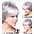 cheap Older Wigs-Synthetic Wig Curly Kardashian Curly Layered Haircut With Bangs Wig Short Silver Synthetic Hair Women&#039;s With Bangs White StrongBeauty