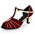 olcso Latin cipők-Női Latin Bőrutánzat Szandál Gyakorlat Csat Személyre szabott sarok Fekete Piros Személyre szabható
