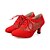 cheap Latin Shoes-Women&#039;s Modern Shoes Flocking / Sparkling Glitter Heel / Sneaker Sparkling Glitter / Lace-up Flared Heel Customizable Dance Shoes Black / Red / Fuchsia / Performance / Leather