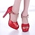 זול סנדלי נשים-נשים נעליים דמוי עור אביב קיץ סתיו עקב סטילטו פלטפורמה פאייטים פרנזים עבור חתונה קזו&#039;אל שמלה כסף אדום מוזהב