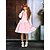 billige Lolitakjoler-Prinsesse Sweet Lolita feriekjole Kjoler Dame Jente Blonde Bomull Japansk Cosplay-kostymer Rosa Ensfarget Ermeløs Kort Lengde