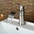 cheap Bathroom Sink Faucets-Bathroom Sink Faucet - Waterfall Nickel Brushed Centerset Single Handle One HoleBath Taps