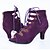 baratos Sapatos de Dança Latina-Mulheres Sapatos de Dança Latina / Sapatos de Dança Moderna Flocagem Com Cadarço Sandália Ziper Salto Agulha Personalizável Sapatos de Dança Preto / Vermelho / Azul / Espetáculo / Couro